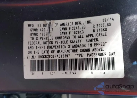 2015 Honda Accord Lx z USA, uszkodzony, nr VIN 1HGCR2F36FA012397
